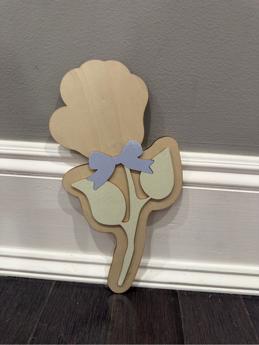 NWOT CUSTOM MADE 11” in Infant Toddler Handprint Wooden Flower Gift Keepsake